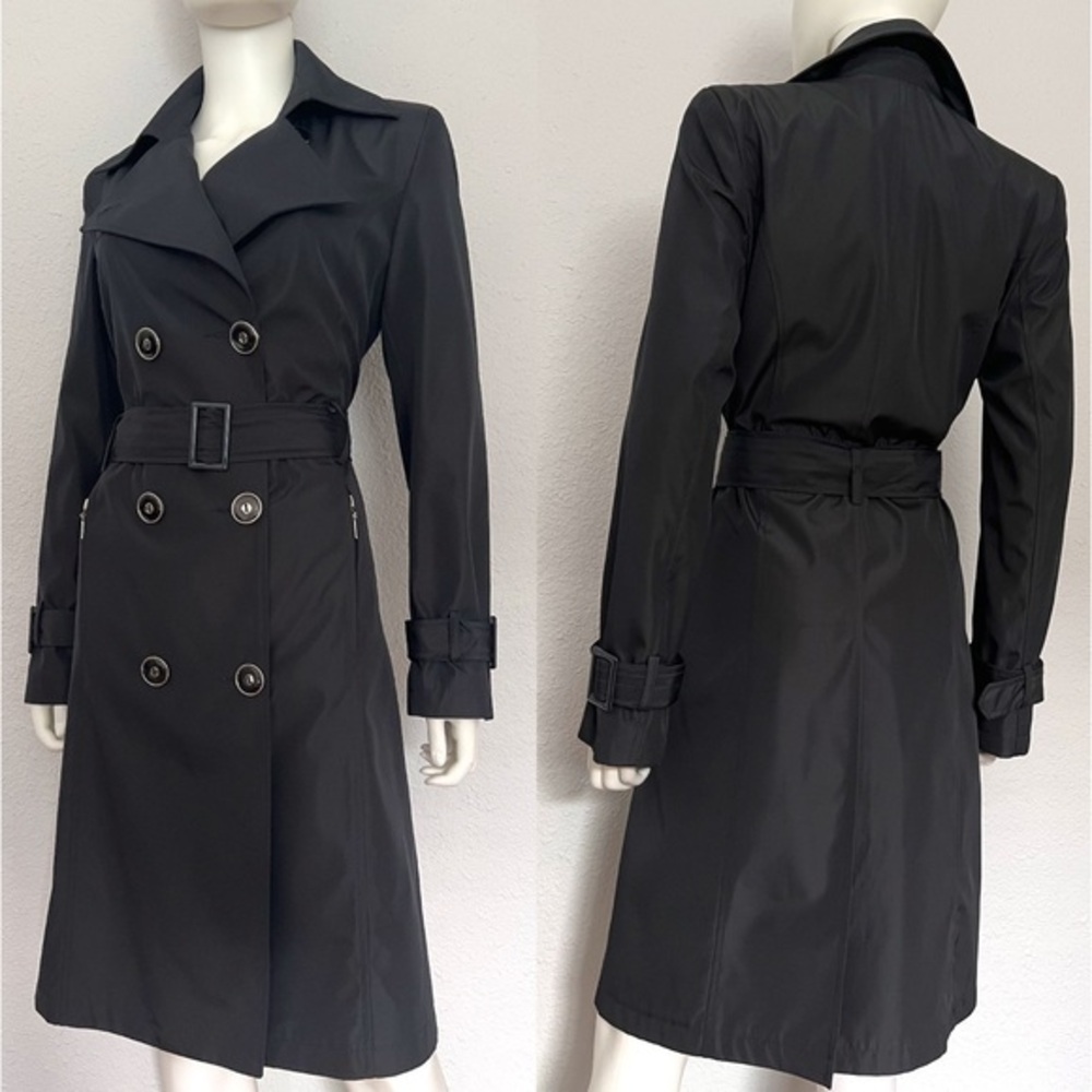 NWT WOMEN DOUBLE-BREASTED TRENCH COAT BELTED LINED JACKET‎ DARK NAVY COAT